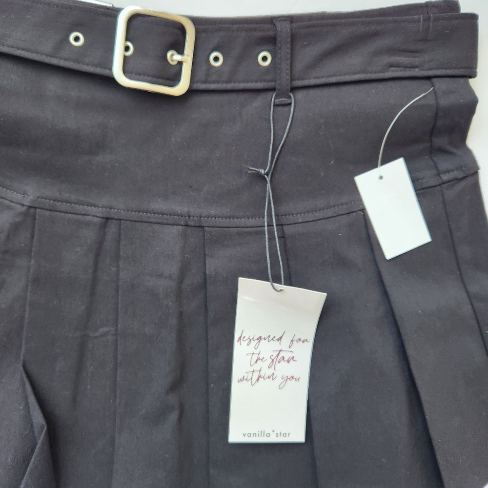 School Girl Pleated Mini Skirt Black Belted Prep School Preppy Academia Small - Picture 7 of 16